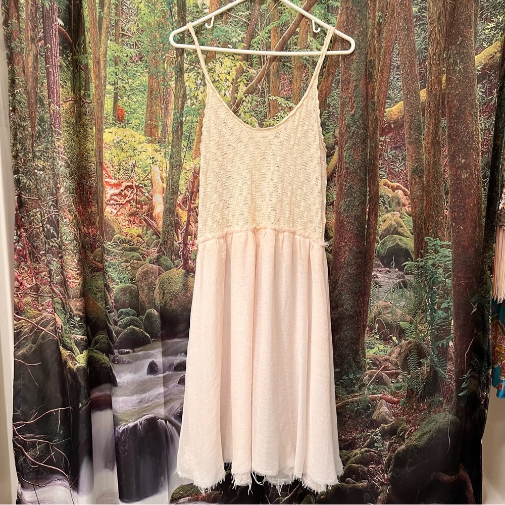 Free People Intimately cream off white sheer lightweight summer dress medium NWT - Picture 3 of 11
